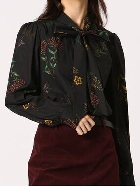 Floral tie neck blouse